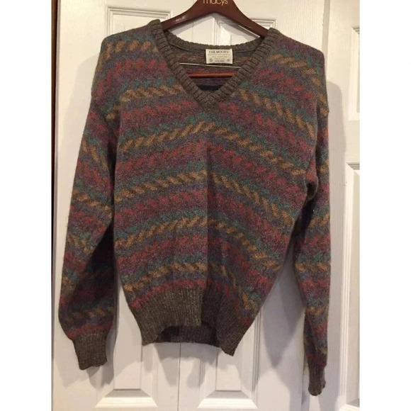 Vintage The Moors Lord Jeff Men’s Wool V-Neck Sweater Size Large Vintage Spring - Picture 1 of 2